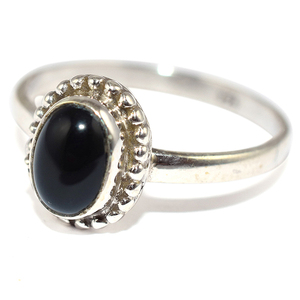 Anillos de plata de ley 925 de ónix negro, bisel Natural en forma de media pierna, proveedor de plata de la India - Product Image 3