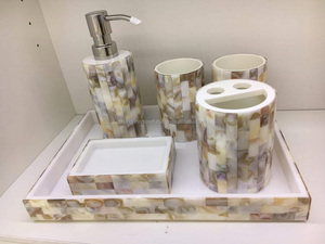Bocina, hueso, Perla Madre y resina, conjunto de baño, los mejores productos - Product Image 2