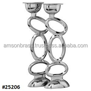 Support de bougie sur pied haut en métal noir et argent et porte-bougie royal fait à la main - Product Image 5