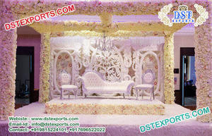 Blanco-azul tema maletero Pilar boda escenario trompa de elefante diseño recepción etapas última boda escenario fabricante - Product Image 4