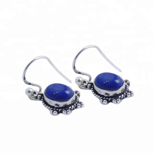 Luxe Vintage Design or bijoux fins faits à la main naturel Lapis Lazuli pierres précieuses boucles d'oreilles pour les femmes pour les fêtes mariages - Product Image 1