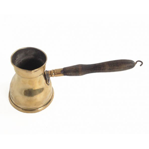 Cafetière en laiton Kanaka Cezve Lbrik Briki arabe turc grec avec manche en bois - Product Image 1