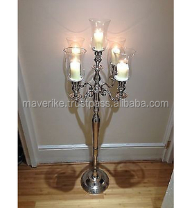 Candelabro de Metal de estilo Vintage con copa de cristal, decoración plateada para el hogar y la boda, candelabro de suelo hecho a mano - Product Image 6