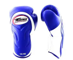 جلد أزرق خاص الملاكمة ركلة الملاكمة الملاكمة التايلاندية جلد طبيعي قفازات ملاكمة