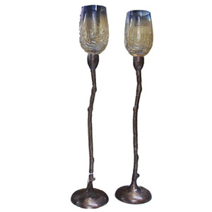 VIC-220055 Candelabro de Huracán de Dos Colores con Base de Bronce Rústico, Soporte Alto de Metal para Decoración del Hogar, Eventos de Boda, Exportación al por Mayor - Product Image 1
