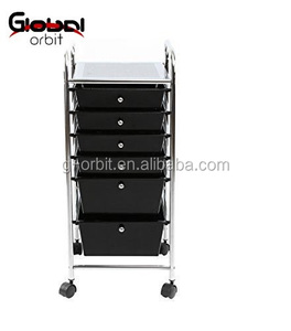 Chariot de rangement métallique pour salon de beauté et spa, chariot roulant avec plateau et tiroirs pour équipement, noir, outil, mobilier domestique - Product Image 3