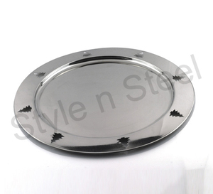 Platos de carga para boda, juego de platos de vajilla de acero inoxidable con diseño de árbol navideño, venta al por mayor - Product Image 1