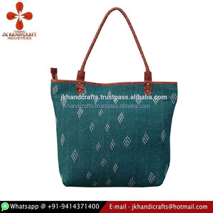 <b>Wholesale</b> Green Embroidered Kantha <b>Tote</b> <b>Bag</b> - Product Image 2