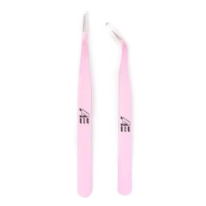 WHOLESALE Set of 2 Professional Stainless Steel Pink Steel Straight Bend Tweezer Nippers For Eyelash <b>Extensions</b> <b>Nail</b> Art 2026 - Product Image 1