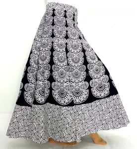 Женская длинная юбка с запахом из хлопчатобумажной ткани-хлопковые юбки с запахом-богемные праздничные индийские этнические юбки в стиле хиппи
