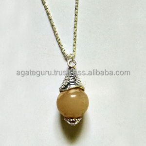 Pendentif boule d'aventurine jaune fantaisie fait à la main artisanat en pierre semi-précieuse avec technique de pierre précieuse de guérison - Product Image 1