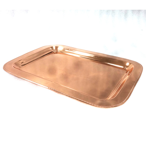 Bandeja de servicio de cobre martillado brillante, nuevo diseño - Product Image 3