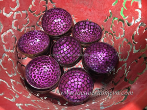 Flowers Lacquered Coconut Shell Bowls, Natural Coconut Bowl from Vietnam - Product Image 3