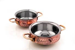 Marmite à biryani en cuivre martelé de qualité supérieure, fabriquée à la main, de différentes tailles, avec fond en cuivre, pour servir - Product Image 4