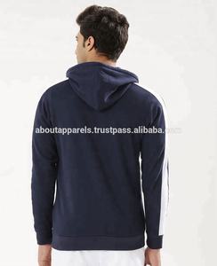 Sweat à capuche serré en tissu de haute qualité pour homme, logo personnalisé, à manches panneau contrastées, avec fermeture éclair, nouveauté, vente en gros - Product Image 4
