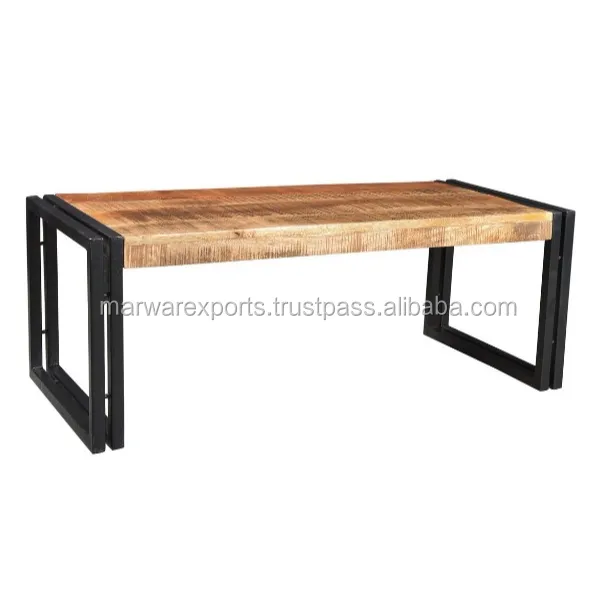 Solid Mango Wooden Top and Iron Base Folding Coffee Table is Best Use for Living Room