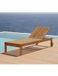 Lit de jour en bois massif au design moderne, élégance durable, chaises longues en teck pour la plage, les loisirs, le patio, le jardin, la piscine, les meubles d'hôtel - Product Image 2