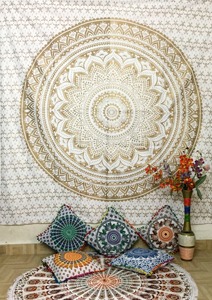 Tapiz de Mandala de algodón para colgar en la pared, colcha Bohemia hecha a mano, varios colores, decoración del hogar, ropa de cama de consignadores indios - Product Image 3