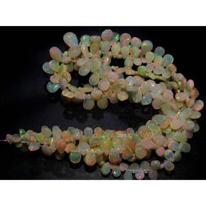 Cuentas de piedras preciosas naturales con forma de pera de fuego múltiple suave de ópalo Etíope para la fabricación de joyas de calidad increíble - Product Image 3