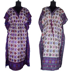 ชุดเดรสคาฟตาน/อาบายาสำหรับผู้หญิง,ชุดเดรสยาวพิมพ์ลายแขนกุด - Product Image 1