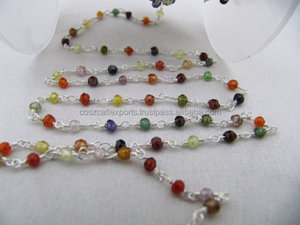 Cuentas De Rosario de circón facetadas multicolor de 3-4mm, cadena de cuentas CZ con accesorios de joyería de alambre, modelo indio YH0102SE - Product Image 3