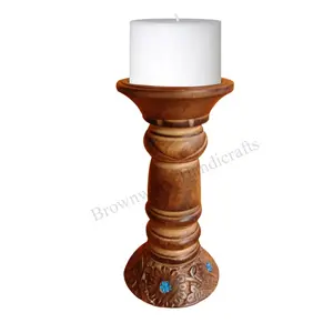 High Demanding Charred Elegance Solid Mango Wood Burnt Finished Candle Holder For Home Decoration & Wedding Decoration