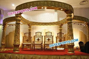 Ensemble de mandap décoratif pour mariage hindou, mandap en fibre imitation bois, mandap royal Jodha Akbar pour mariage, décoration d'événement en Suisse - Product Image 3