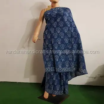 Sari Ấn Độ In Hình Khối Tay Đẹp Cho Nữ