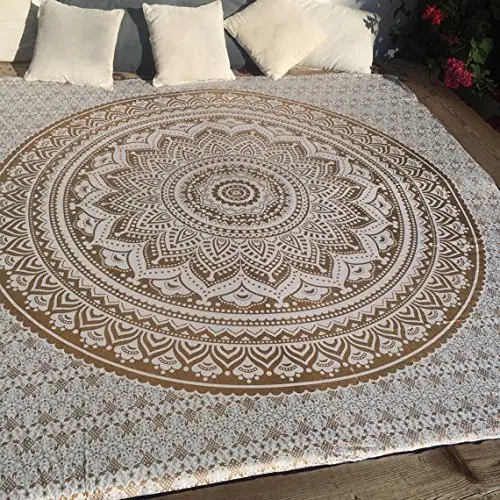 Copriletto da appendere a muro con stampa Mandala in oro e decorazioni per la casa usa la decorazione della casa