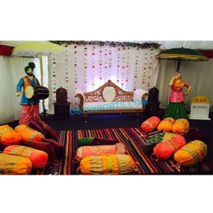 Punjabi חתונה Mehandi קישוט כריות רקום מעצב כרית Gavas ססגוני חתונה עגול כרית מכסה