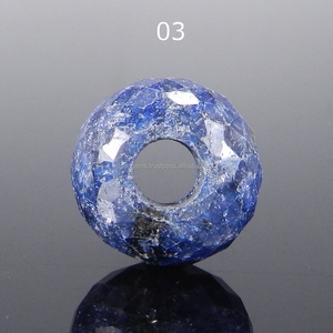 Corindón de zafiro con agujero grande, 14x8x4,5mm, cuentas de piedras preciosas sueltas facetadas redondas, IG5430 - Product Image 3