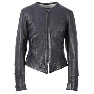 Blouson de motard pour femmes, en cuir, Slim, court - Product Image 2