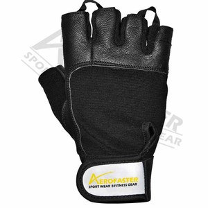 Gants de course demi-doigts en cuir véritable Fitness Gym Utilisation pour l'haltérophilie - Product Image 2