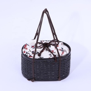 VINACRAFT JSC de Vietnam, bolso de mano de mimbre elegante de bambú marrón para mujer a la moda, funda con forro de lino tejido, dos bolsos hechos a mano - Product Image 5