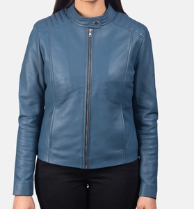 Veste en cuir d'agneau véritable pour femme, style motard, look sportif, couleur beige foncé, finition imperméable, séchage rapide, nouvelles arrivées, personnalisable - Product Image 4