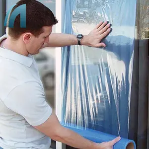 Muestra gratis de PE azul de plástico protector película para ventanas de vidrio espejos