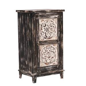 Table d'appoint en bois de récupération à deux tons Table de chevet en bois massif sculptée à la main de style antique pour la chambre à coucher Mobilier de maison polyvalent - Product Image 2