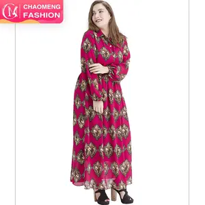 9063 # Baru Floral Merah Kemeja Fashion Gaun Plus Ukuran Gaun Afrika Desain Lemak Wanita