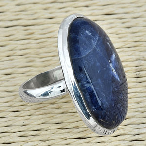 Lapis Lazuli พลอยรูปไข่925แหวนเงินสเตอร์ลิงเครื่องประดับหนามเตยเงินชุบเงินแหวนแฟชั่นสำหรับงานเลี้ยงของขวัญแต่งงาน - Product Image 3