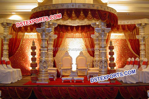 Mandap tallado dorado para boda india, Mandap de boda tradicional india, Mandap de boda real, oferta de venta al por mayor, decoración de conjunto Mandap - Product Image 3