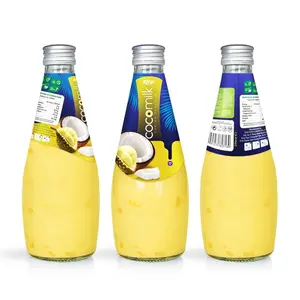 Botella de vidrio de 290ml, sabor a Durian, bebida de leche de coco, característica de embalaje, batido, sabor a Coco Original, listo para enviar
