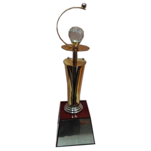 Trophée métallique en laiton de 4 pouces, modèle sportif poli et imprimé pour cadeaux d'affaires - Product Image 1
