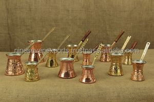 หม้อกาแฟโลหะทองเหลืองพร้อมด้ามจับไม้อุปกรณ์สำหรับดื่มที่หรูหราทำด้วยมือ - Product Image 4