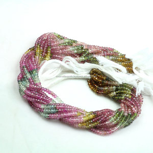 Piedra preciosa de turmalina múltiple Natural, Rondelle microfacetado, medida de aproximadamente 4mm, cuentas de piedra de hilo largo de 13 pulgadas - Product Image 2