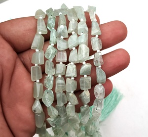 Naturel Laiteux Aigue-Marine Pierres Précieuses Lisse Nuggets Cut Forme Perles Faire À La Main Bijoux En Gros - Product Image 4