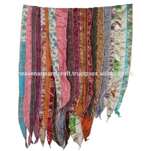 Écharpe longue Dupatta vintage Hijab pour femmes Écharpes Indian Sari Patches Écharpe réversible Colorée Rayée Panneau en soie vintage - Product Image 3