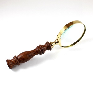 Lente de lupa de latón de 2 pulgadas con temática náutica con mango de madera para regalos Navidad graduación Pascua hecho cuero Metal - Product Image 3