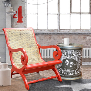 Fauteuil de style colonial avec bois massif en acajou et siège en rotin Design antique Meubles de maison pour salon - Product Image 1