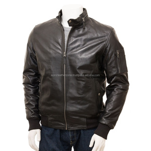 Chaqueta de bombardero de invierno personalizable para hombre, abrigo de piloto de piel de oveja transpirable, cierre de cremallera, talla grande, venta al por mayor, piel de vaca para correr - Product Image 1