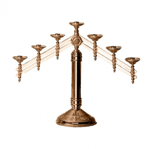 Candelabro de latón pulido Altar Brazo ajustable Estilo religioso Modelo de metal Artesanía de metal hecha a mano - Product Image 2